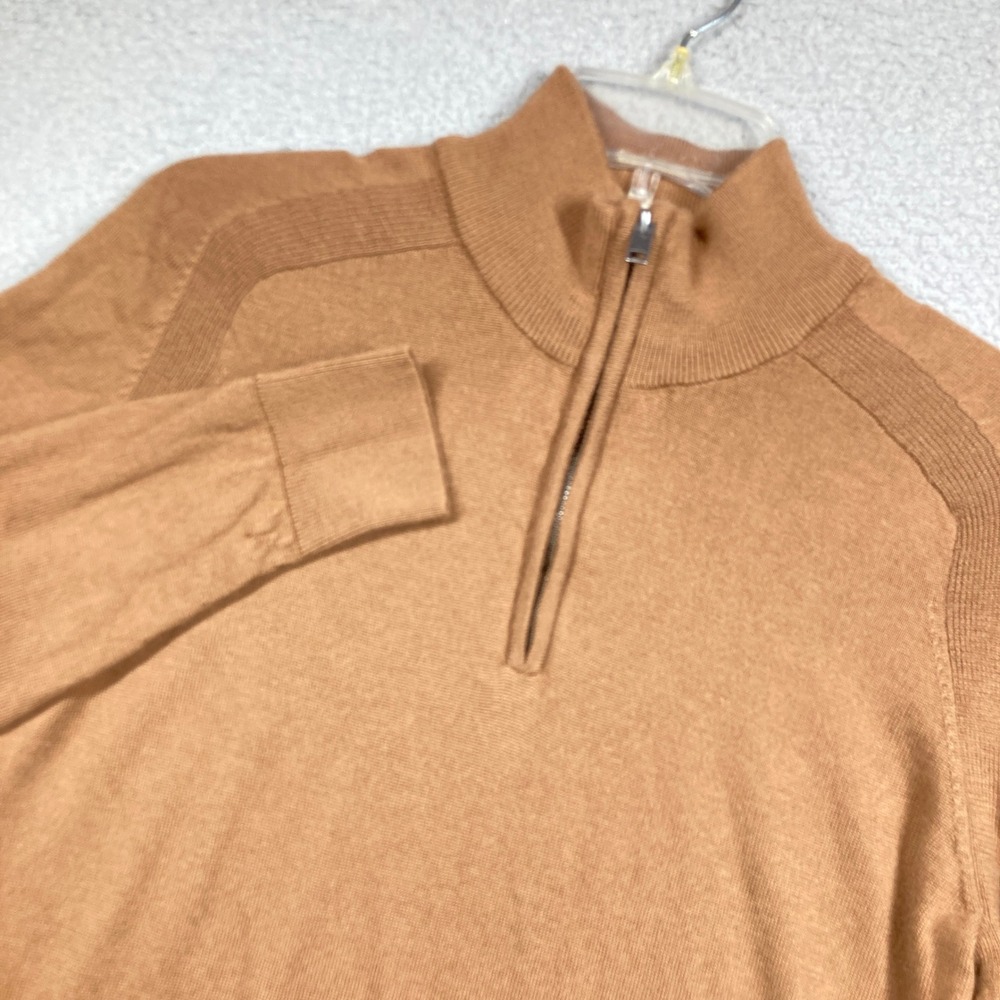 Express 1/4 Zip Sweater Mens Small Brown 100% Merino Wool Mock Neck Lightweight
